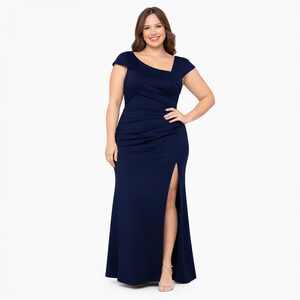 Xscape Formal Evening Gown Womens 22W Navy Wedding Party Mother of Bride Dress